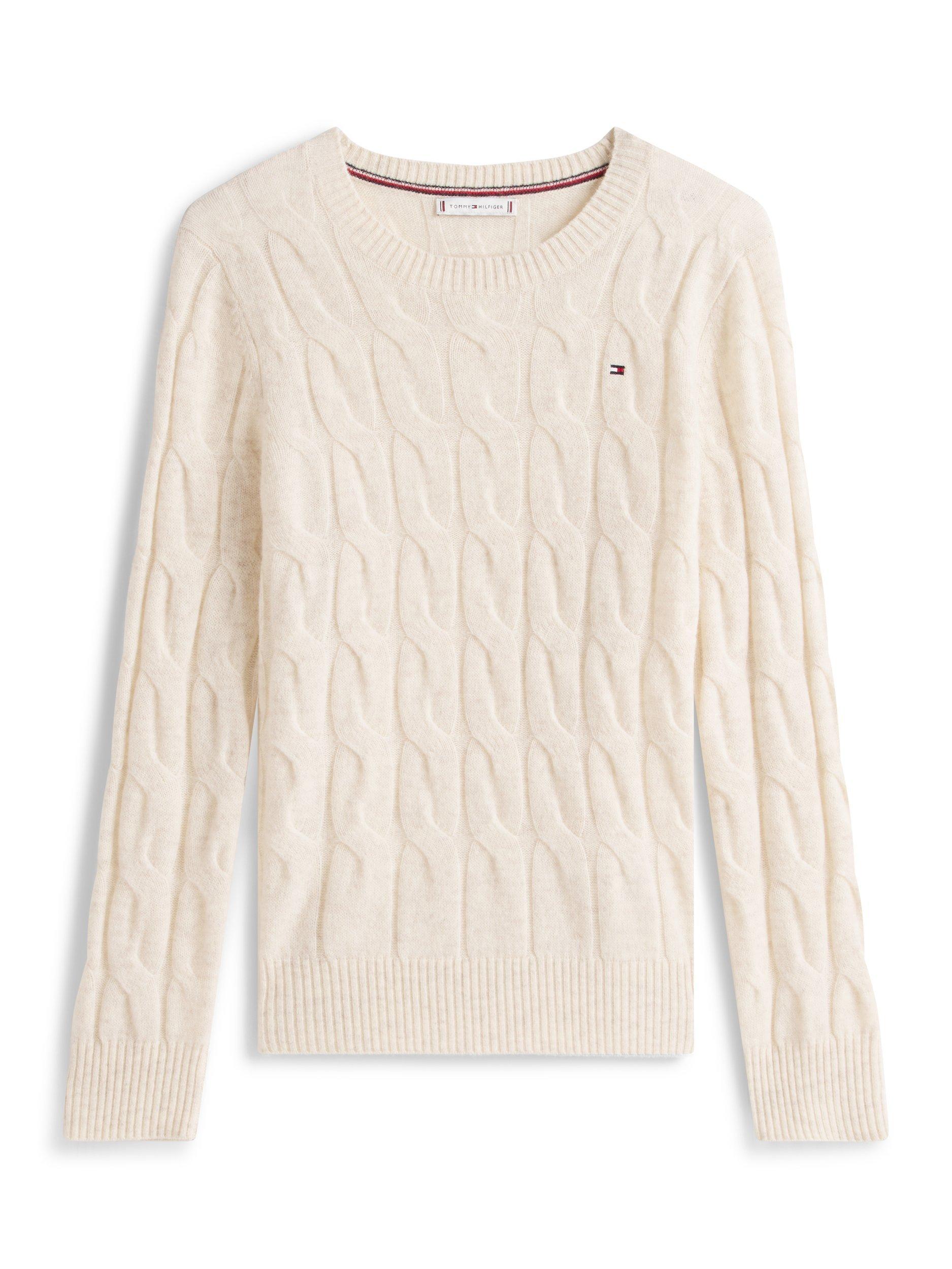 Product image 5 of 5, which shows Tommy Hilfiger Cable Knit Soft Wool Jumper, White, XL