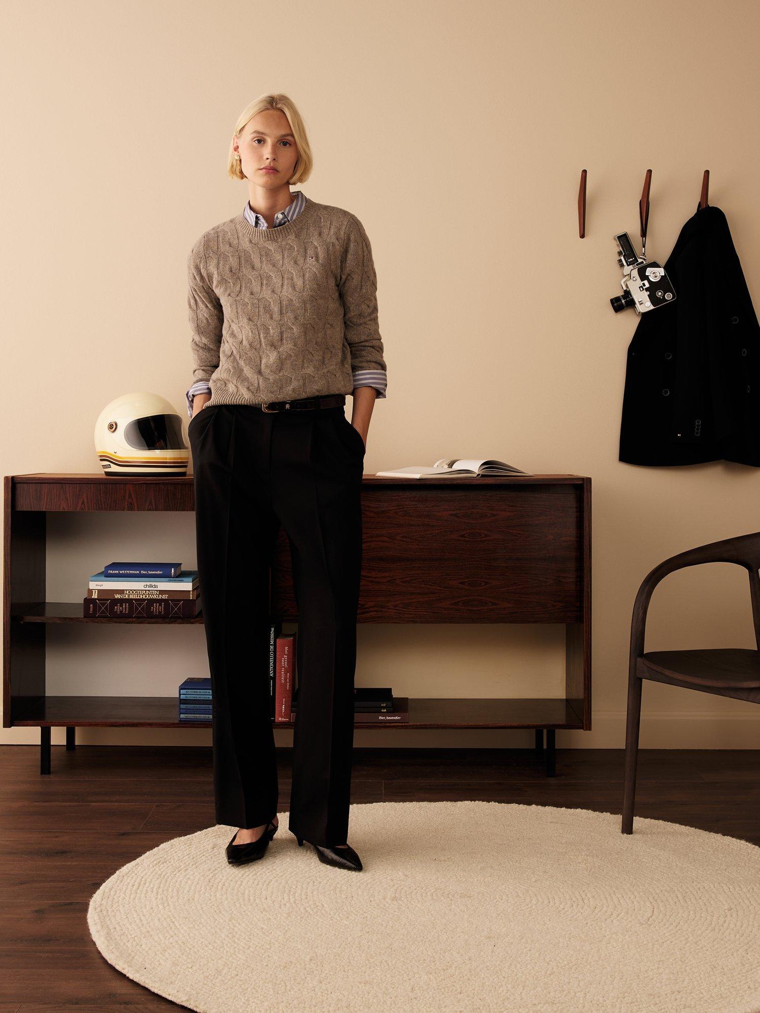 Product image 6 of 6, which shows Tommy Hilfiger Cable Knit Soft Wool Jumper, Mid Grey, XS