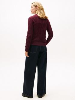 Tommy Hilfiger Cable Knit Soft Wool Jumper - view 2, Dark Red