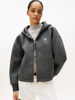 Tommy Hilfiger Logo Hooded Zip-Up Jumper, Grey