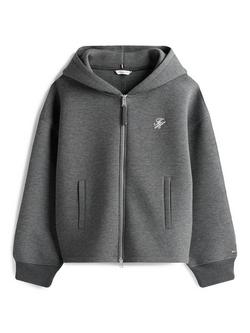 Tommy Hilfiger Logo Hooded Zip-Up Jumper - view 2, Grey
