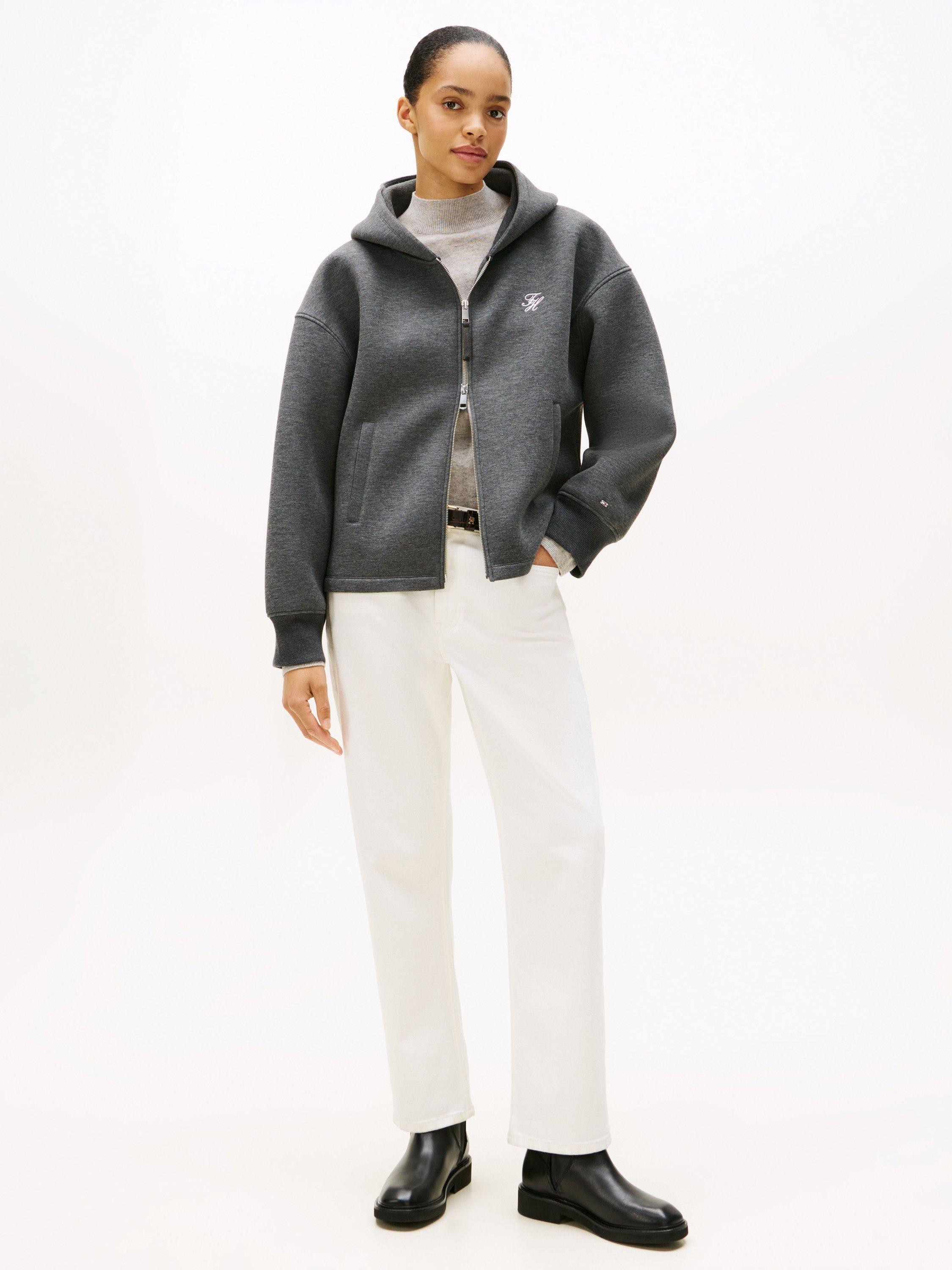 Product image 4 of 5, which shows Tommy Hilfiger Logo Hooded Zip-Up Jumper, Grey, XS