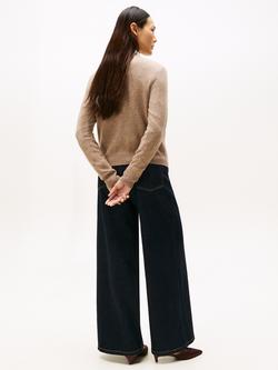 Tommy Hilfiger Textured Crew Neck Wool Blend Jumper - view 2, Brown