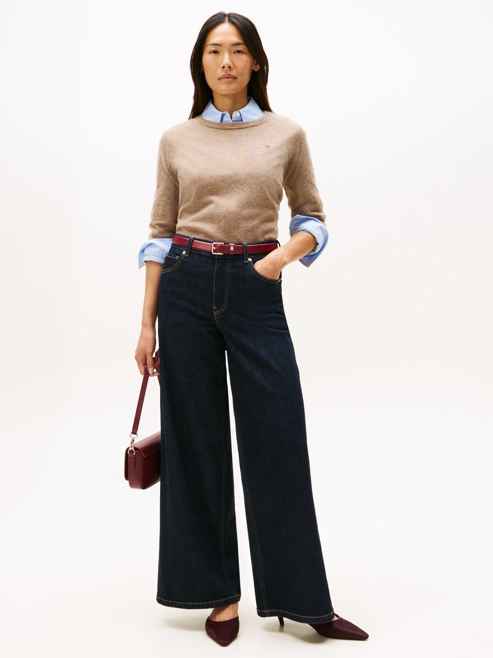 Product image 4 of 5, which shows Tommy Hilfiger Textured Crew Neck Wool Blend Jumper, Brown, XS