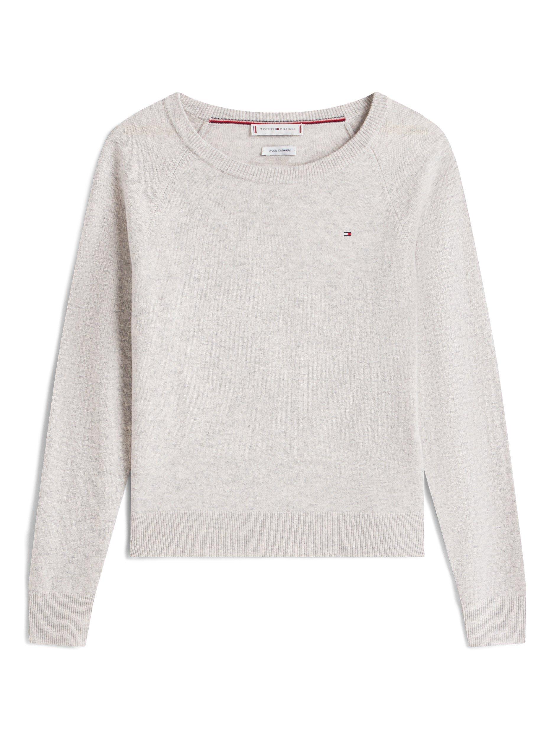 Product image 5 of 5, which shows Tommy Hilfiger Textured Crew Neck Wool Blend Jumper, Light Grey, XS