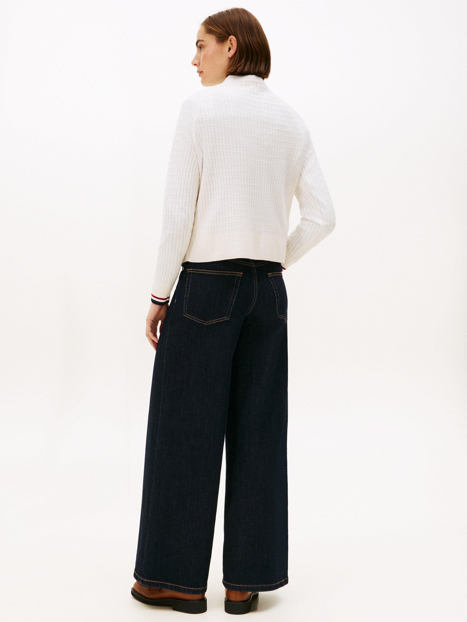 Product image 2 of 5, which shows Tommy Hilfiger Textured V-Neck Wool Blend Jumper, Natural Ivory, XS