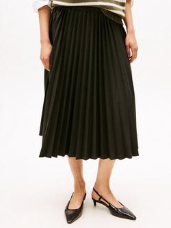 Tommy Hilfiger Flannel Pleated Midi Skirt, Battle Green Heather, Battle Green Heather
