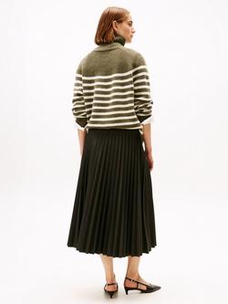 Tommy Hilfiger Flannel Pleated Midi Skirt, Battle Green Heather - view 2, Battle Green Heather