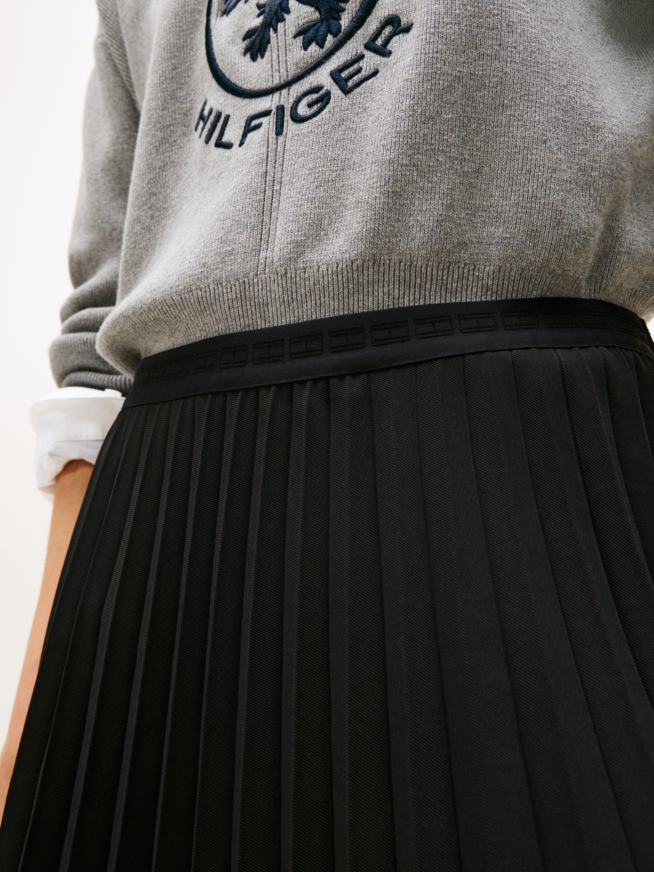 Product image 4 of 5, which shows Tommy Hilfiger Fluid Pleated Midi Skirt, Black, 6