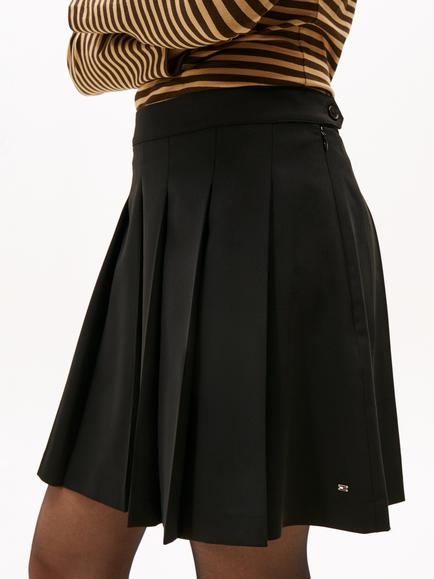 Tommy Hilfiger Wool Blend Pleated Mini Skirt, Black - view 2, Black