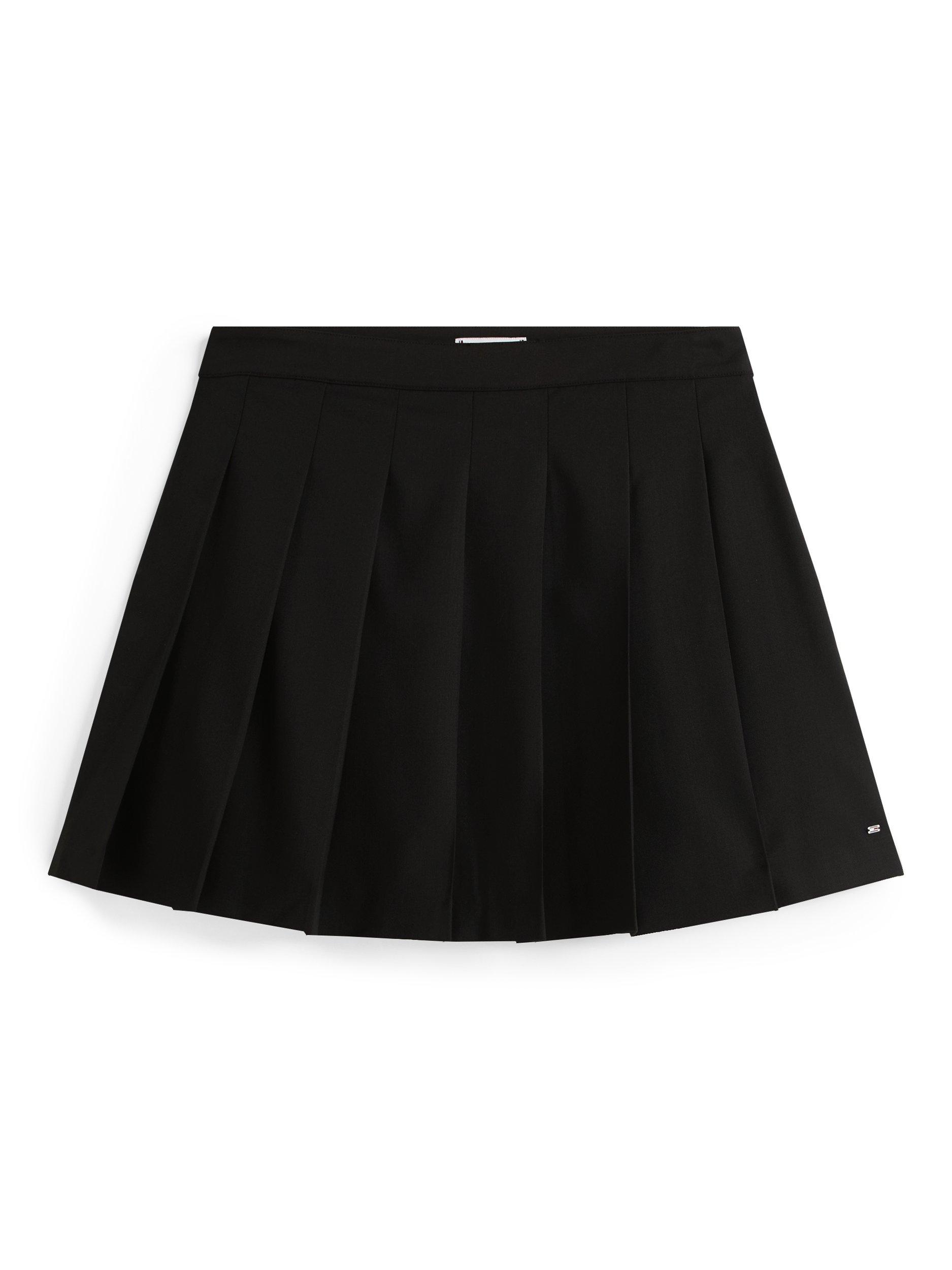 Product image 3 of 5, which shows Tommy Hilfiger Wool Blend Pleated Mini Skirt, Black, 4