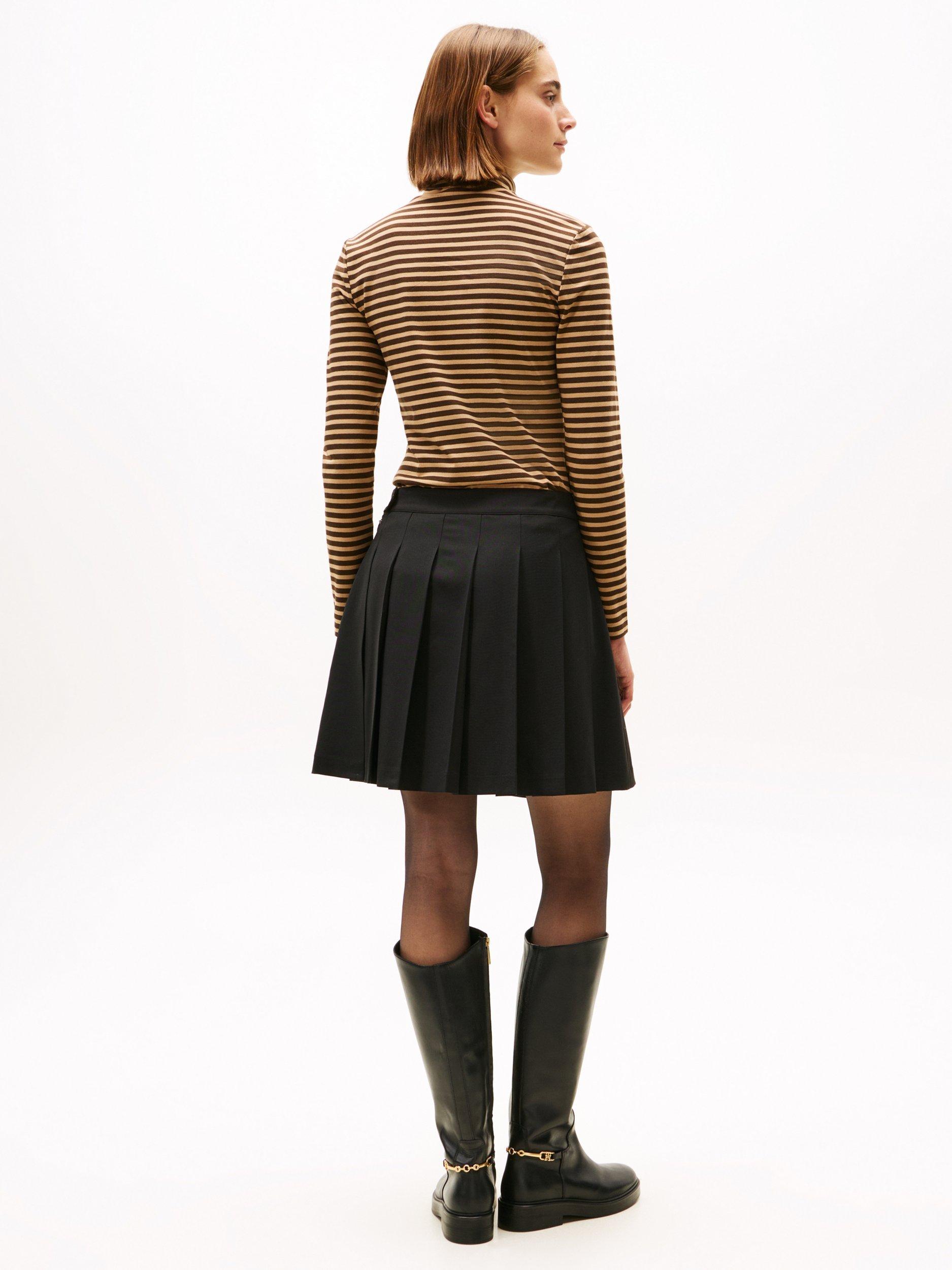 Product image 5 of 5, which shows Tommy Hilfiger Wool Blend Pleated Mini Skirt, Black, 4