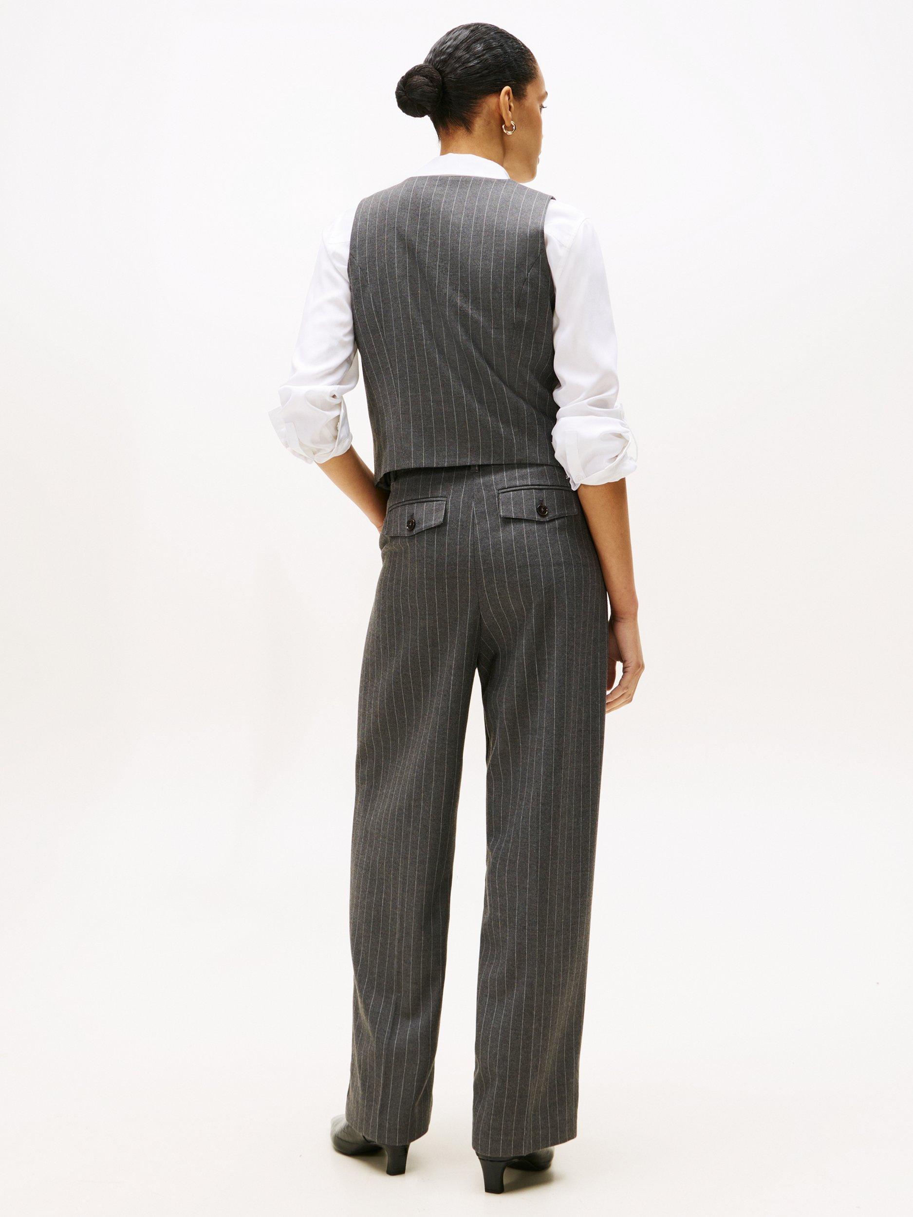 Product image 2 of 5, which shows Tommy Hilfiger Tailored Pinstripe Waistcoat, Grey, 4