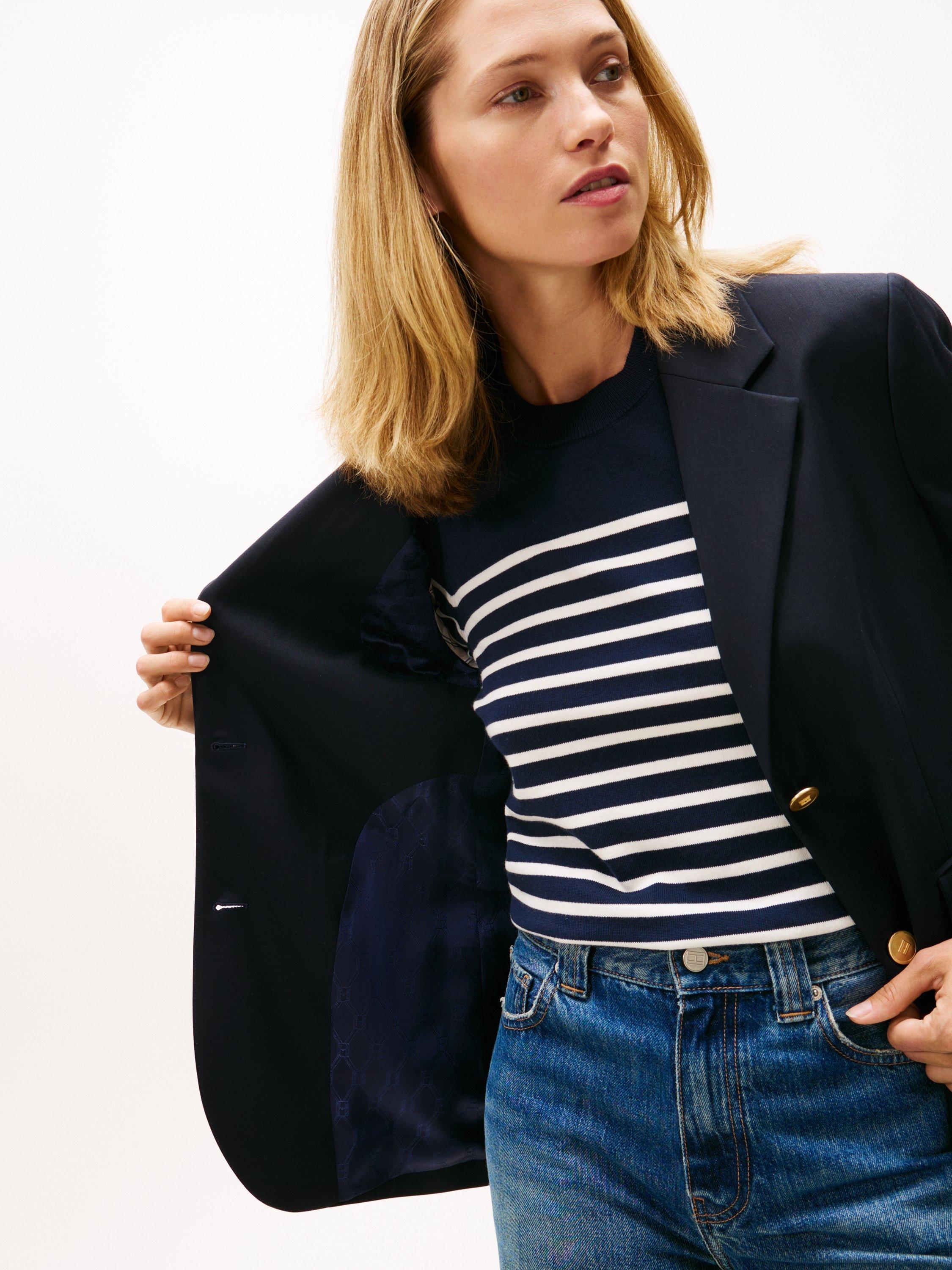 Product image 4 of 5, which shows Tommy Hilfiger Timeless Wool Blend Blazer, Navy, 4