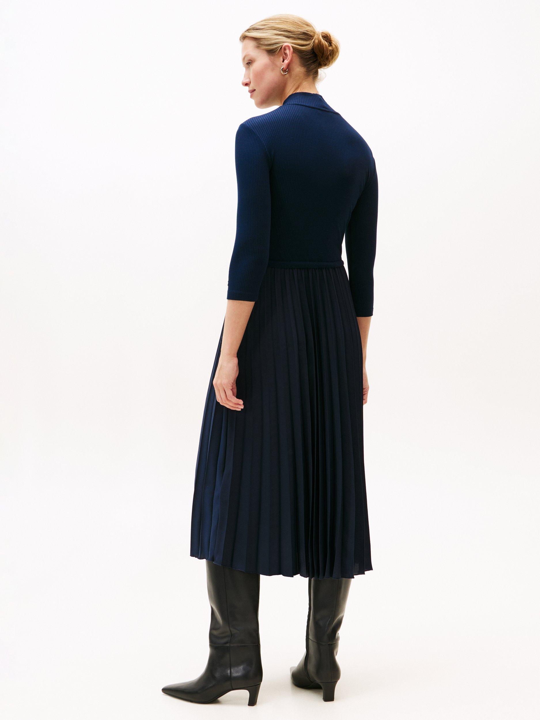 Tommy Hilfiger Slim Fit Ribbed Top Dress, Navy Blue, M