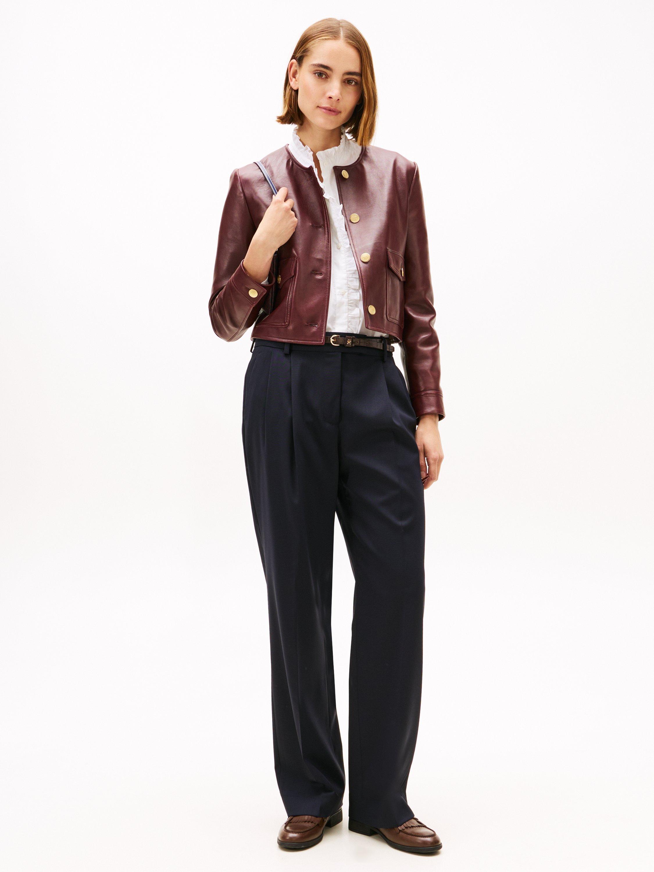 Product image 1 of 5, which shows Tommy Hilfiger Timeless Wool Blend Tailored Trousers, Dark Night Navy, 4