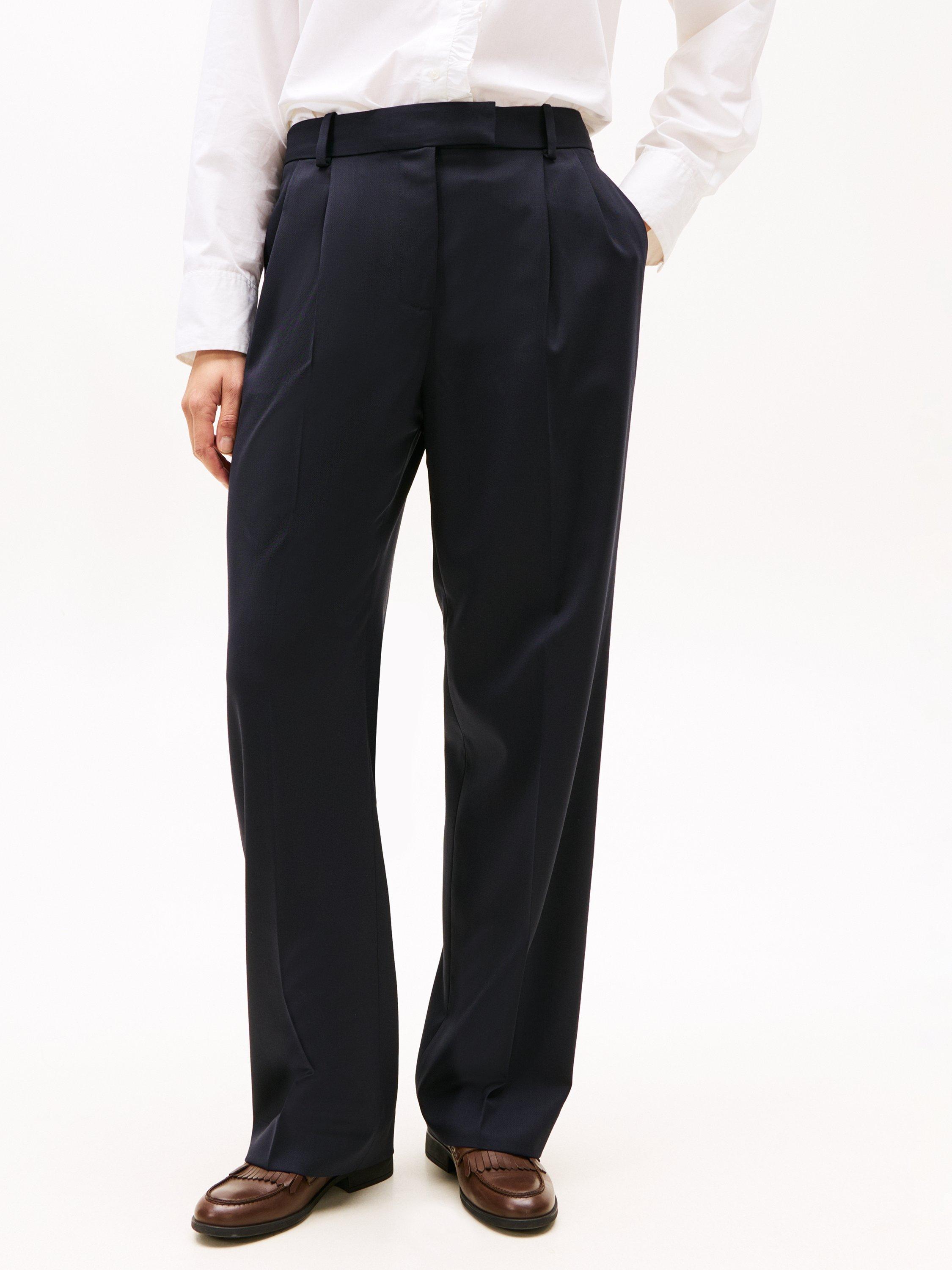 Product image 3 of 5, which shows Tommy Hilfiger Timeless Wool Blend Tailored Trousers, Dark Night Navy, 4
