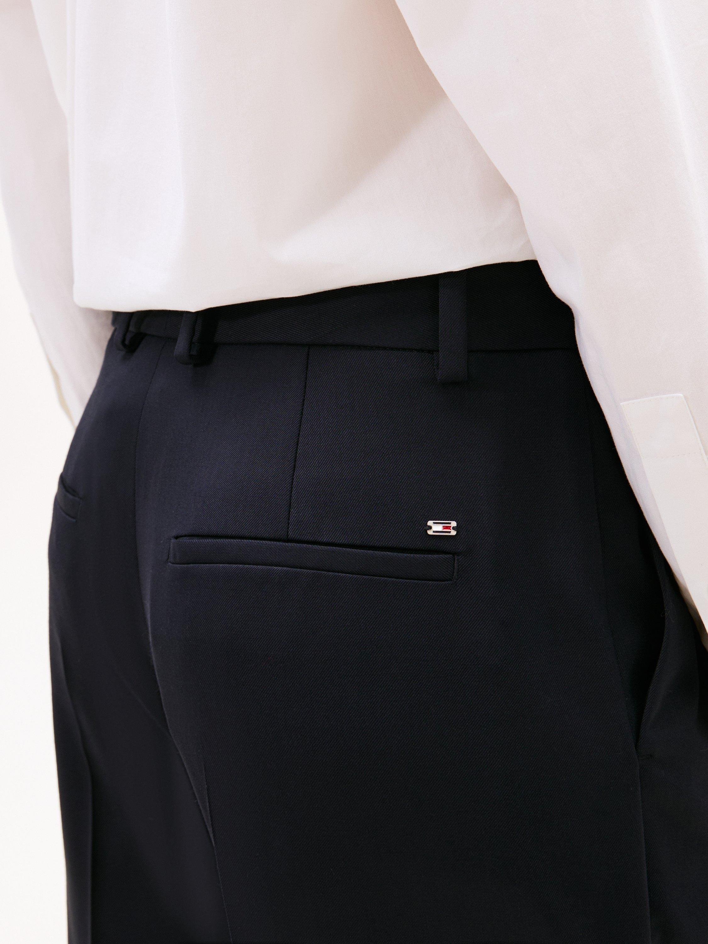 Product image 4 of 5, which shows Tommy Hilfiger Timeless Wool Blend Tailored Trousers, Dark Night Navy, 4