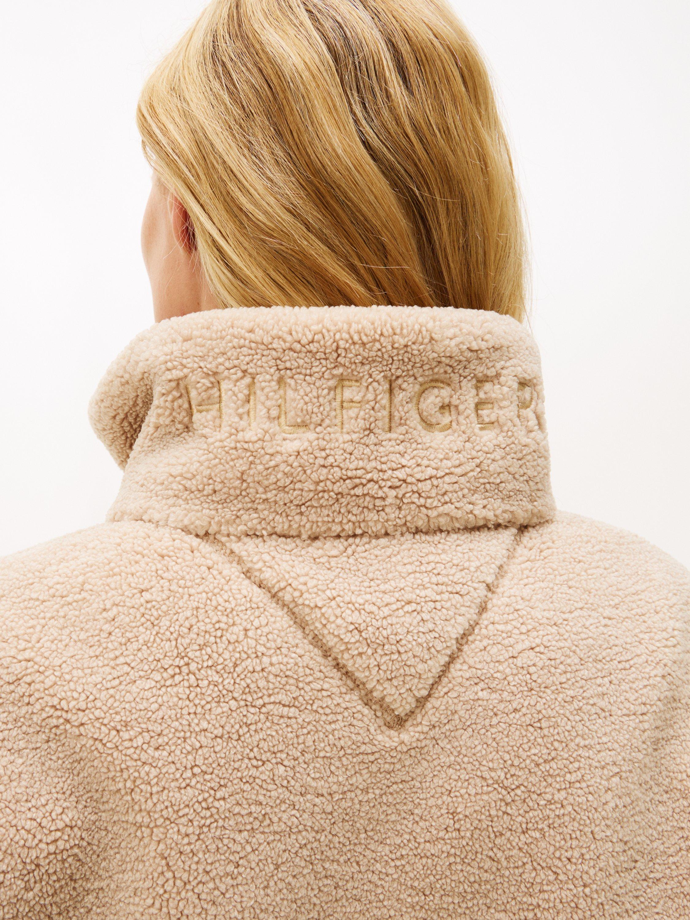 Product image 4 of 5, which shows Tommy Hilfiger Sherpa Funnel Neck Jacket, Beige, L