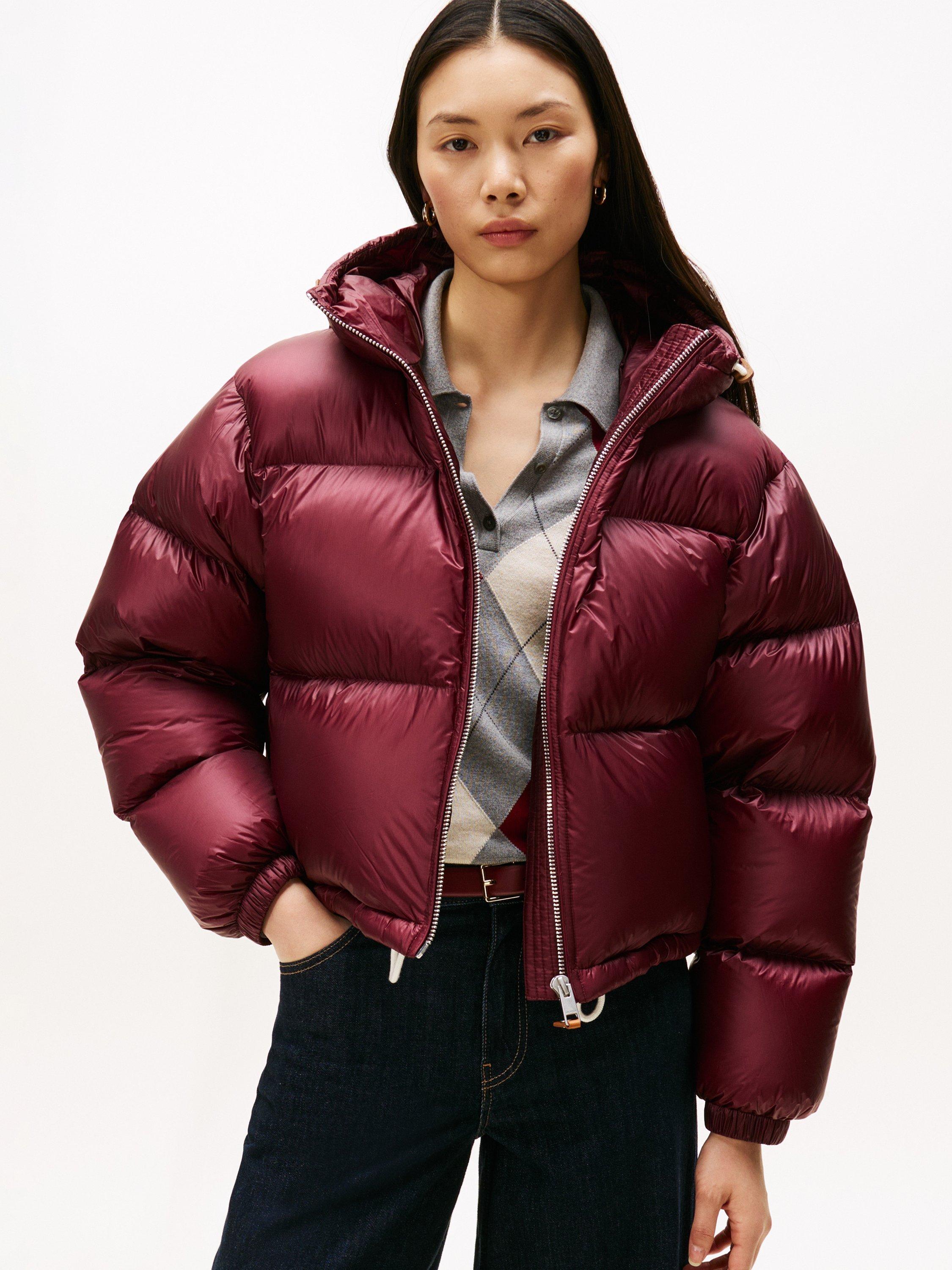 Product image 1 of 5, which shows Tommy Hilfiger Ultra Lightweight Down Ripstop Puffer Jacket, Red, XS-S