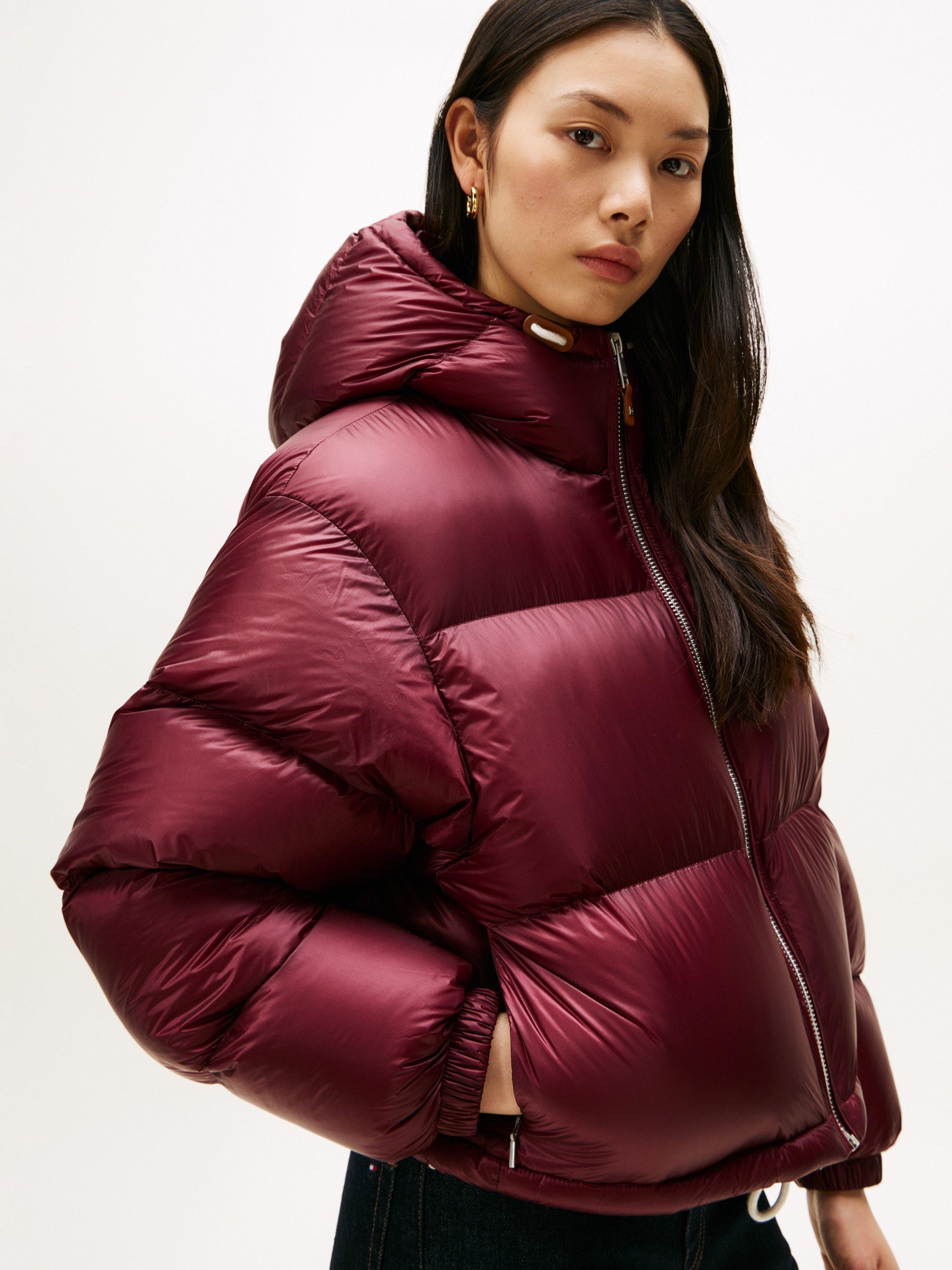 Product image 4 of 5, which shows Tommy Hilfiger Ultra Lightweight Down Ripstop Puffer Jacket, Red, XS-S