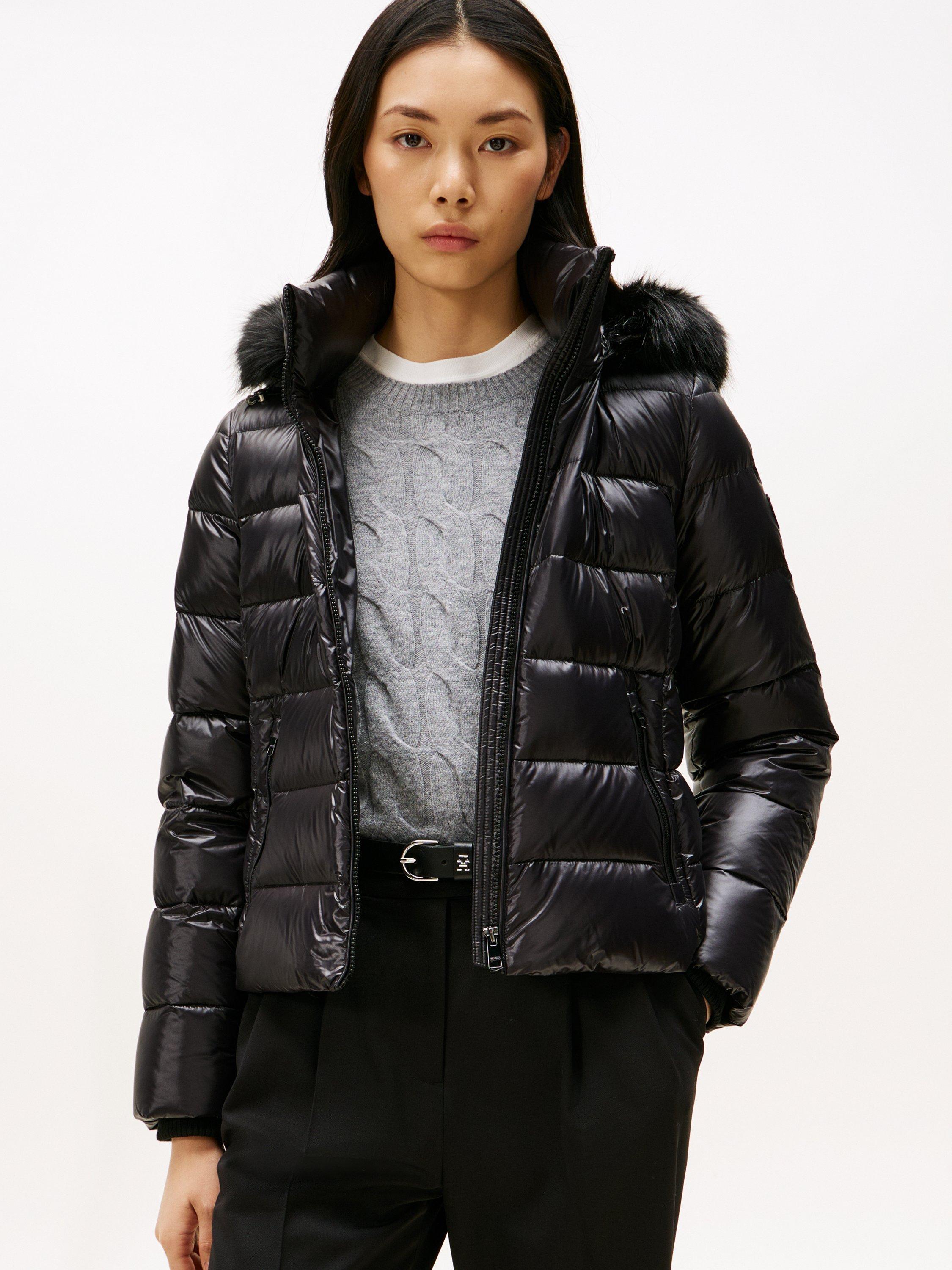 Product image 1 of 6, which shows Tommy Hilfiger Slim Fit Water Repellent Down Jacket, Black, S