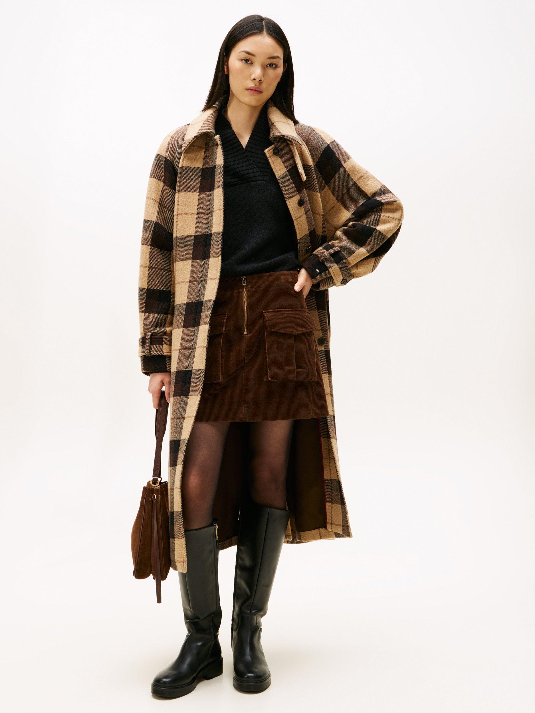 Tommy Hilfiger Check Wool Rich Coat, Brown/Multi