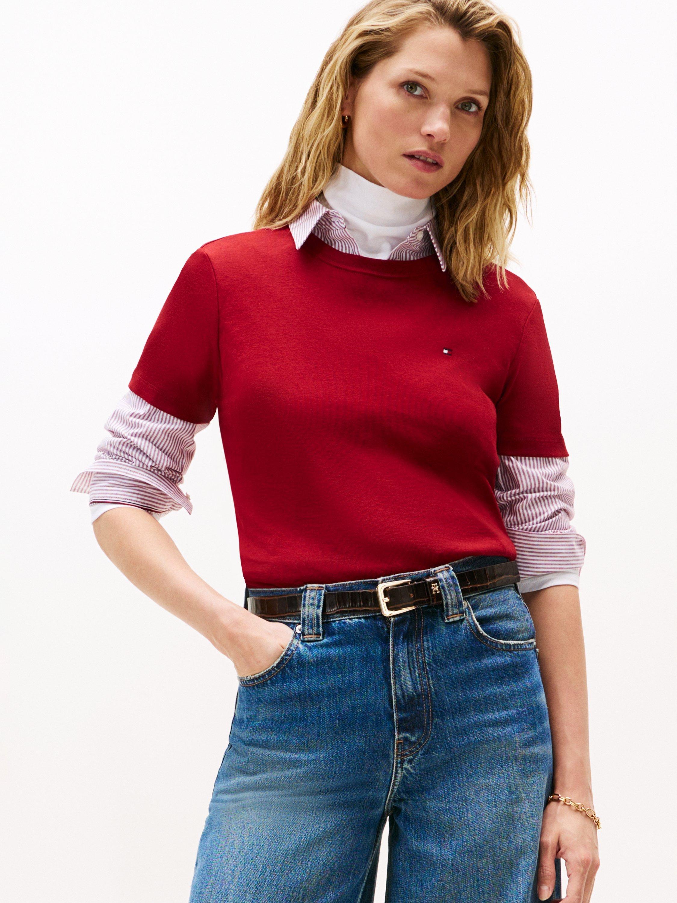 Product image 1 of 5, which shows Tommy Hilfiger Slim Crew Neck T-Shirt, Regatta Red, XXL