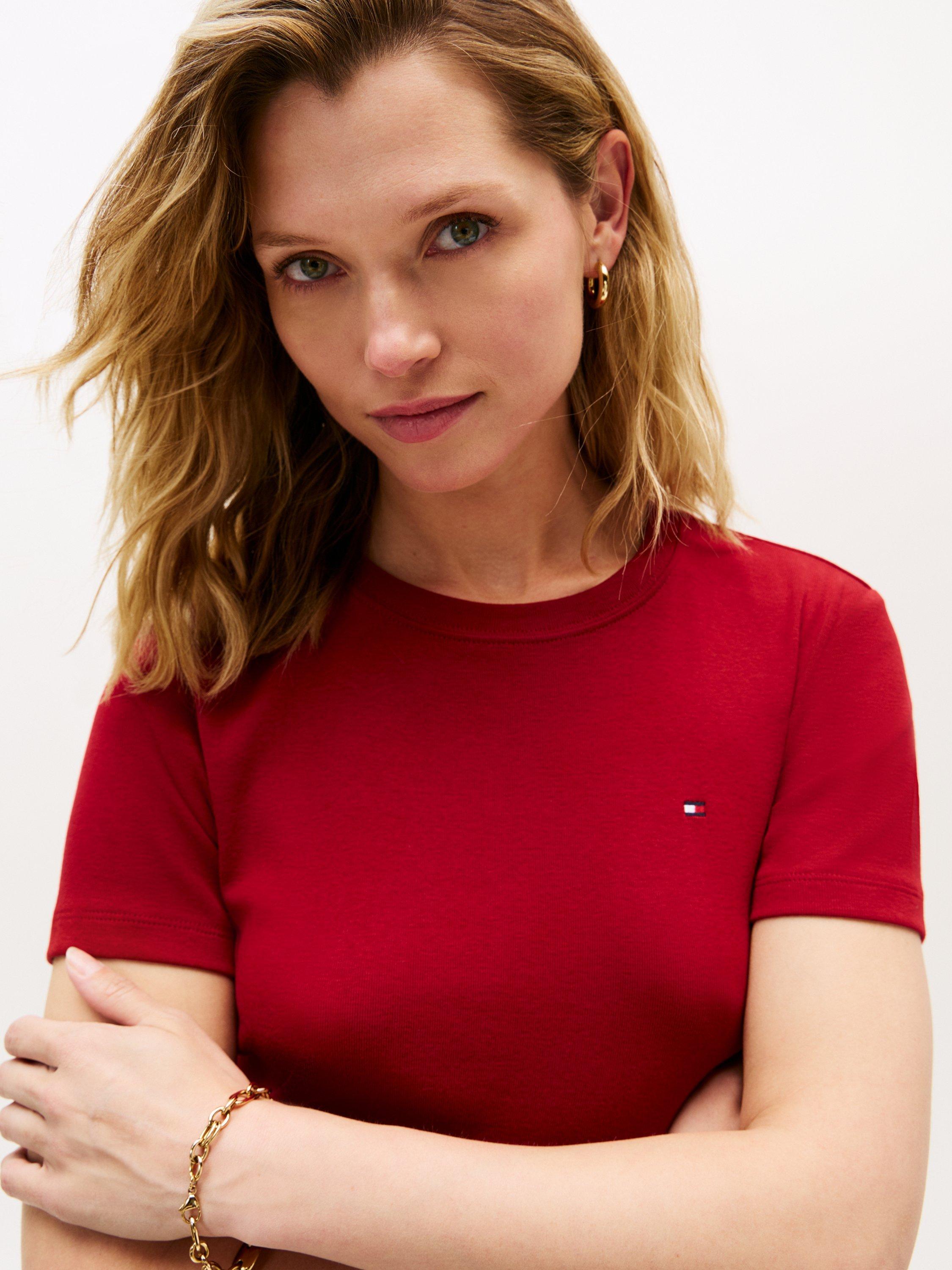 Product image 4 of 5, which shows Tommy Hilfiger Slim Crew Neck T-Shirt, Regatta Red, XXL