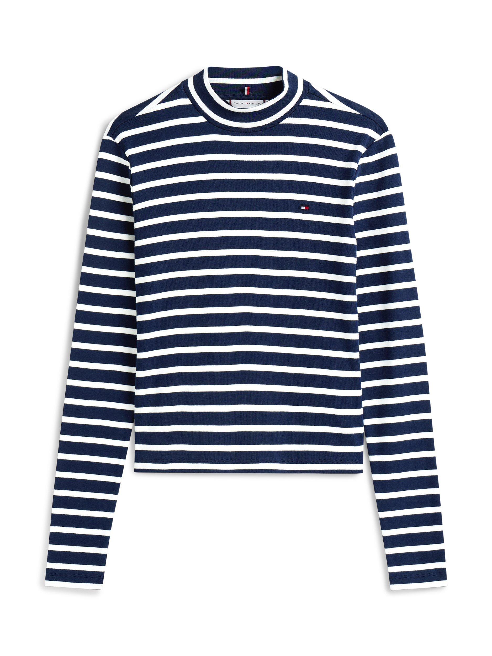 Product image 5 of 5, which shows Tommy Hilfiger Mock Neck Slim Long Sleeve Top, Blue/White, XXL