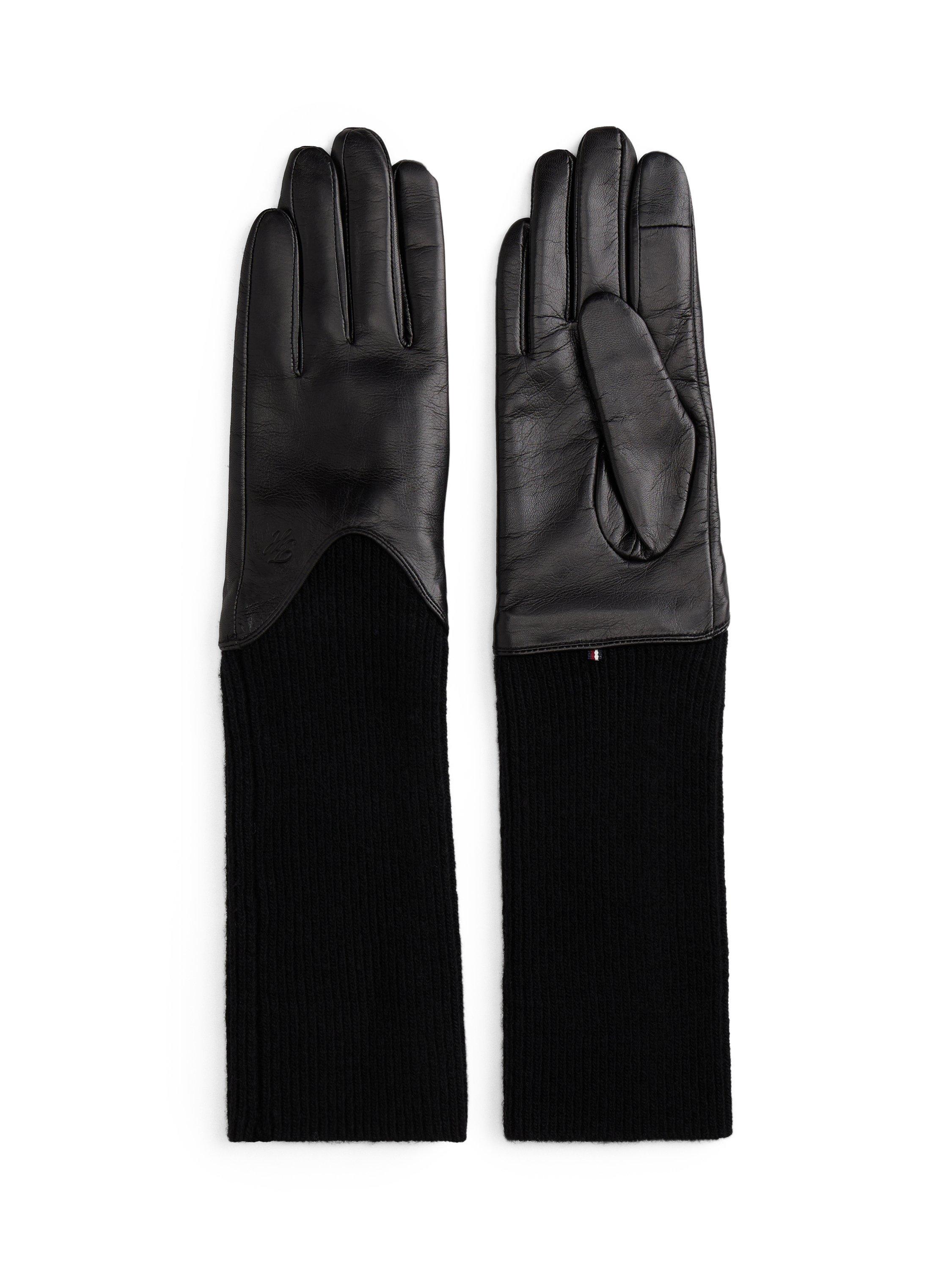 Product image 1 of 3, which shows Tommy Hilfiger The Heritage Leather Blend Gloves , Black, S-M