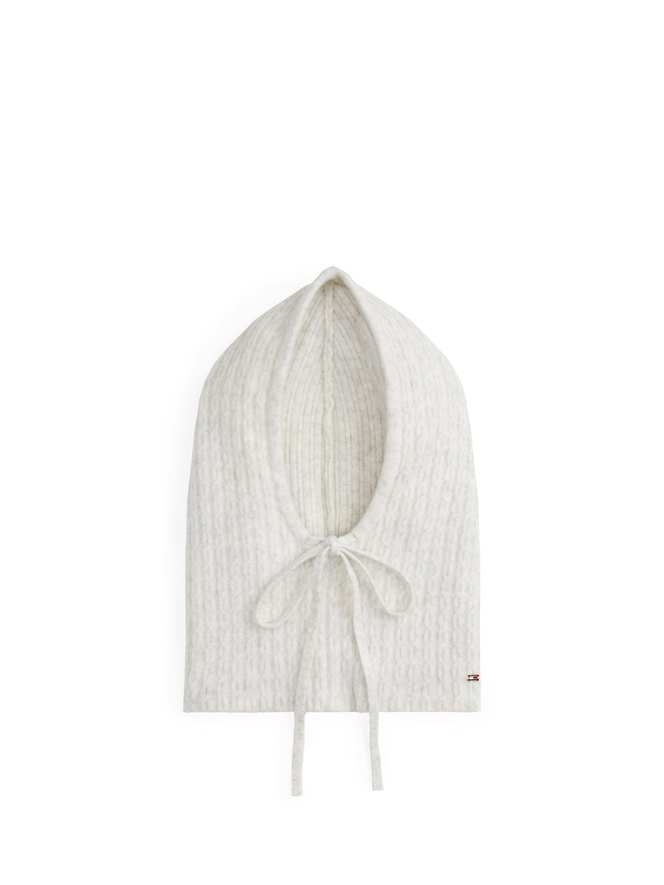 Product image 1 of 5, which shows Tommy Hilfiger Cable Cotton Blend Balaclava, White, One Size