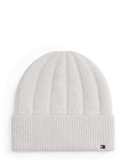 Tommy Hilfiger Flag Fluffy Beanie Hat, Grey Whisper