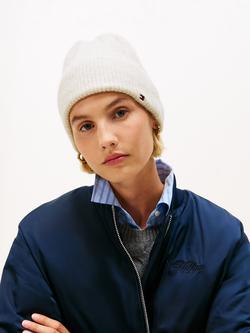 Tommy Hilfiger Flag Fluffy Beanie Hat - view 2, Grey Whisper