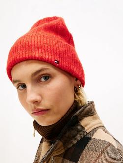 Tommy Hilfiger Flag Fluffy Beanie Hat - view 2, Florence Orange