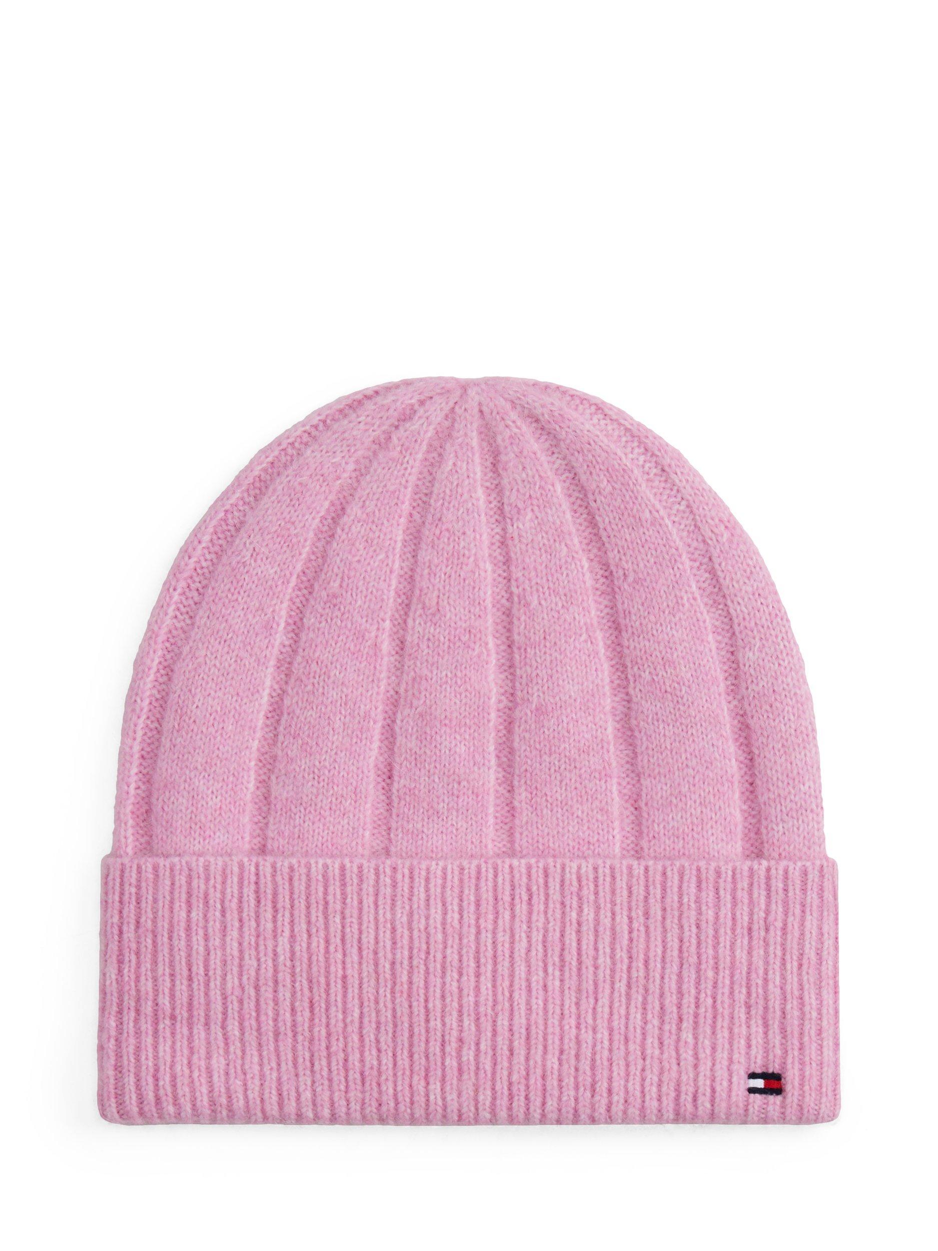 Product image 1 of 4, which shows Tommy Hilfiger Flag Fluffy Beanie Hat, Mystic Orchid, One Size