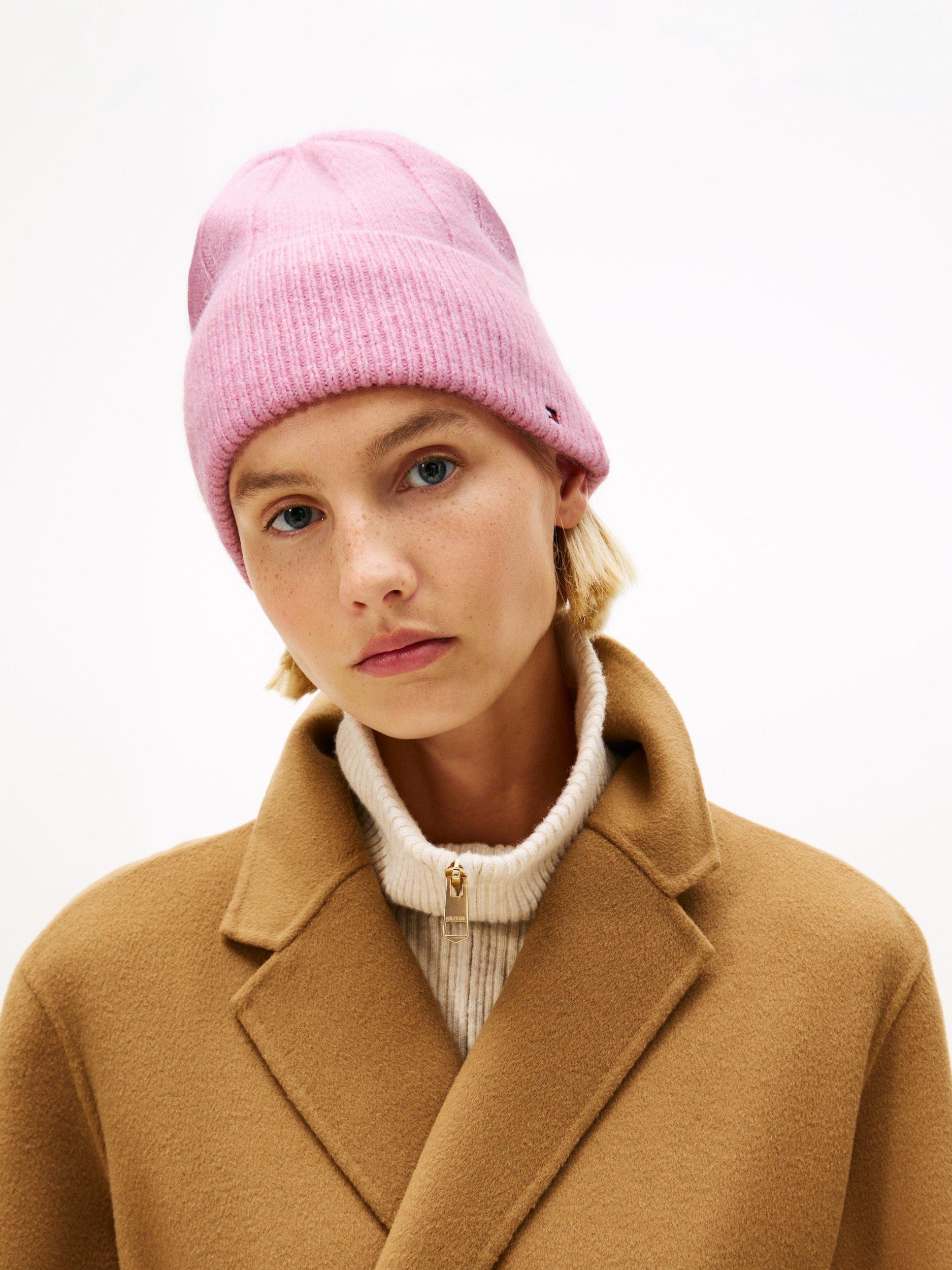 Product image 2 of 4, which shows Tommy Hilfiger Flag Fluffy Beanie Hat, Mystic Orchid, One Size