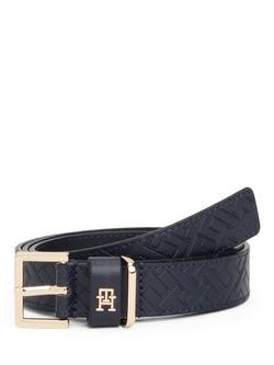 Tommy Hilfiger Square Buckle Leather Belt, Blue, Blue