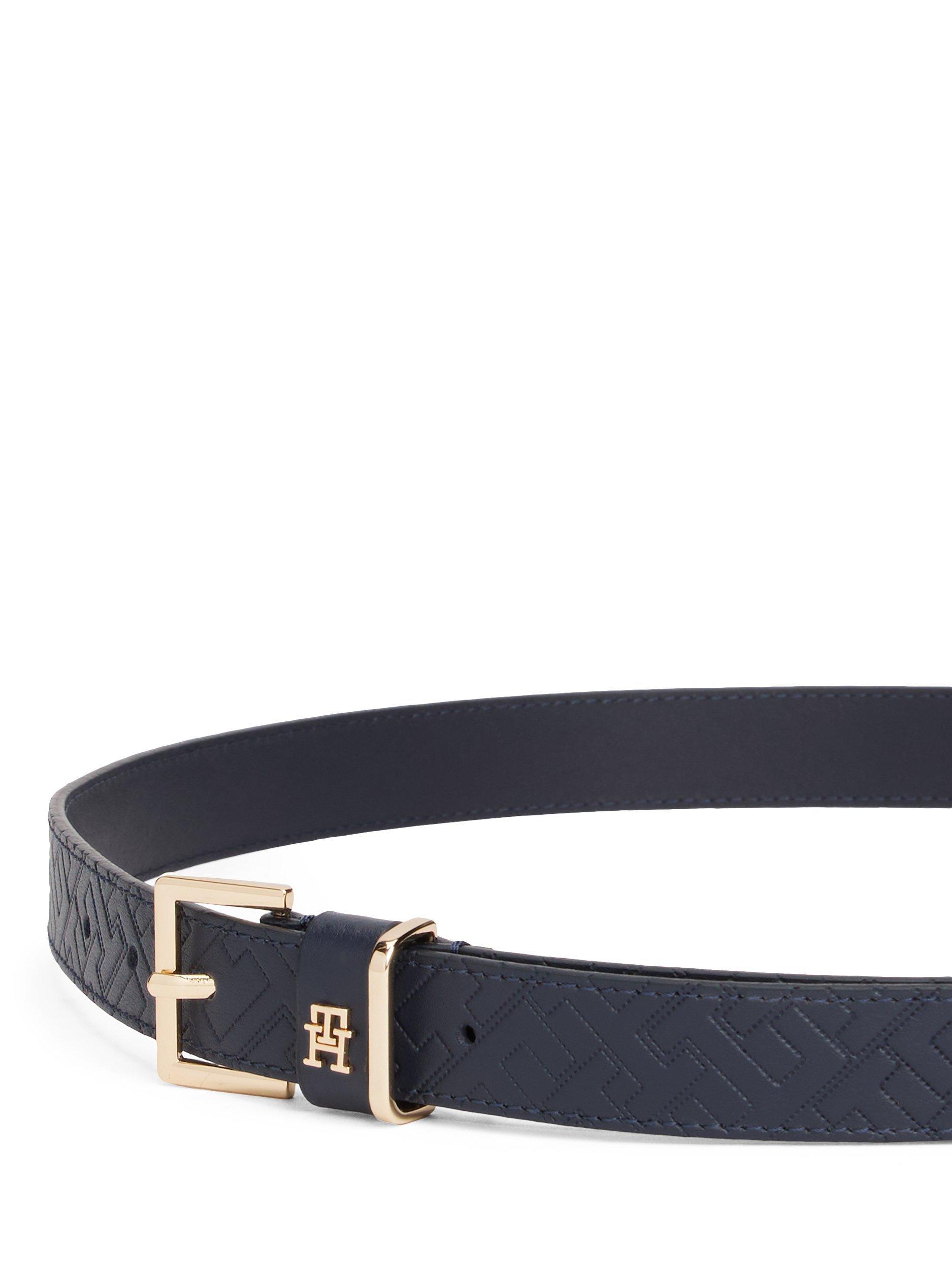 Product image 3 of 3, which shows Tommy Hilfiger Square Buckle Leather Belt, Blue, 30