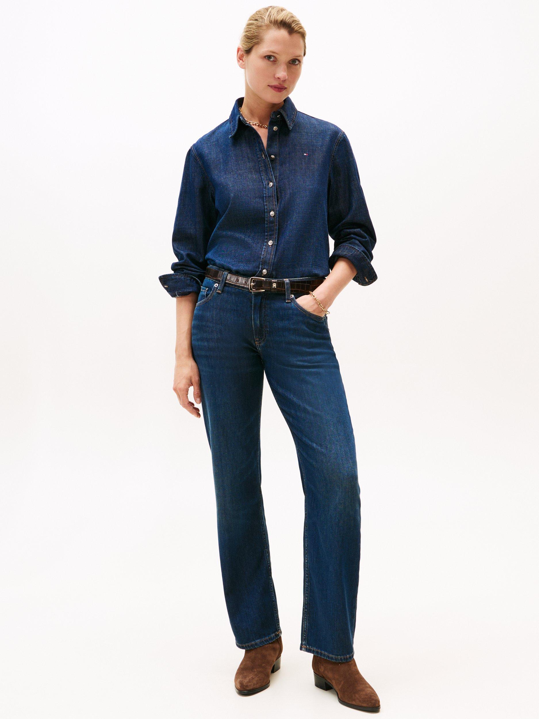 Product image 1 of 5, which shows Tommy Hilfiger Classic High Rise Straight Jeans, Milo, W25/L30