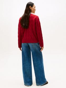 Tommy Hilfiger Cable V-Neck Oversized Soft Wool Cardigan - view 2, Red