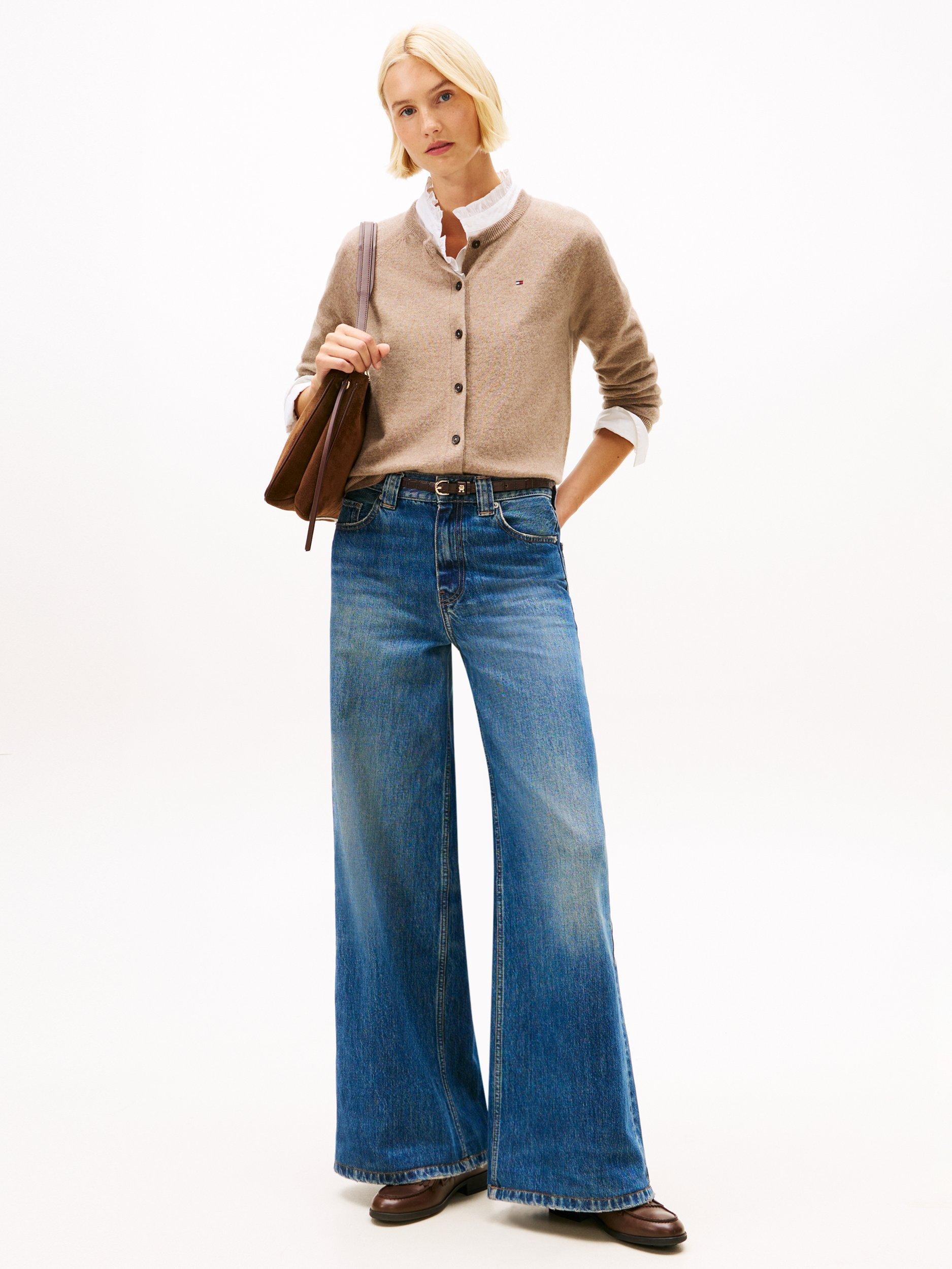 Product image 4 of 5, which shows Tommy Hilfiger Medium Wool Blend Crew Neck Cardigan, Brown, M