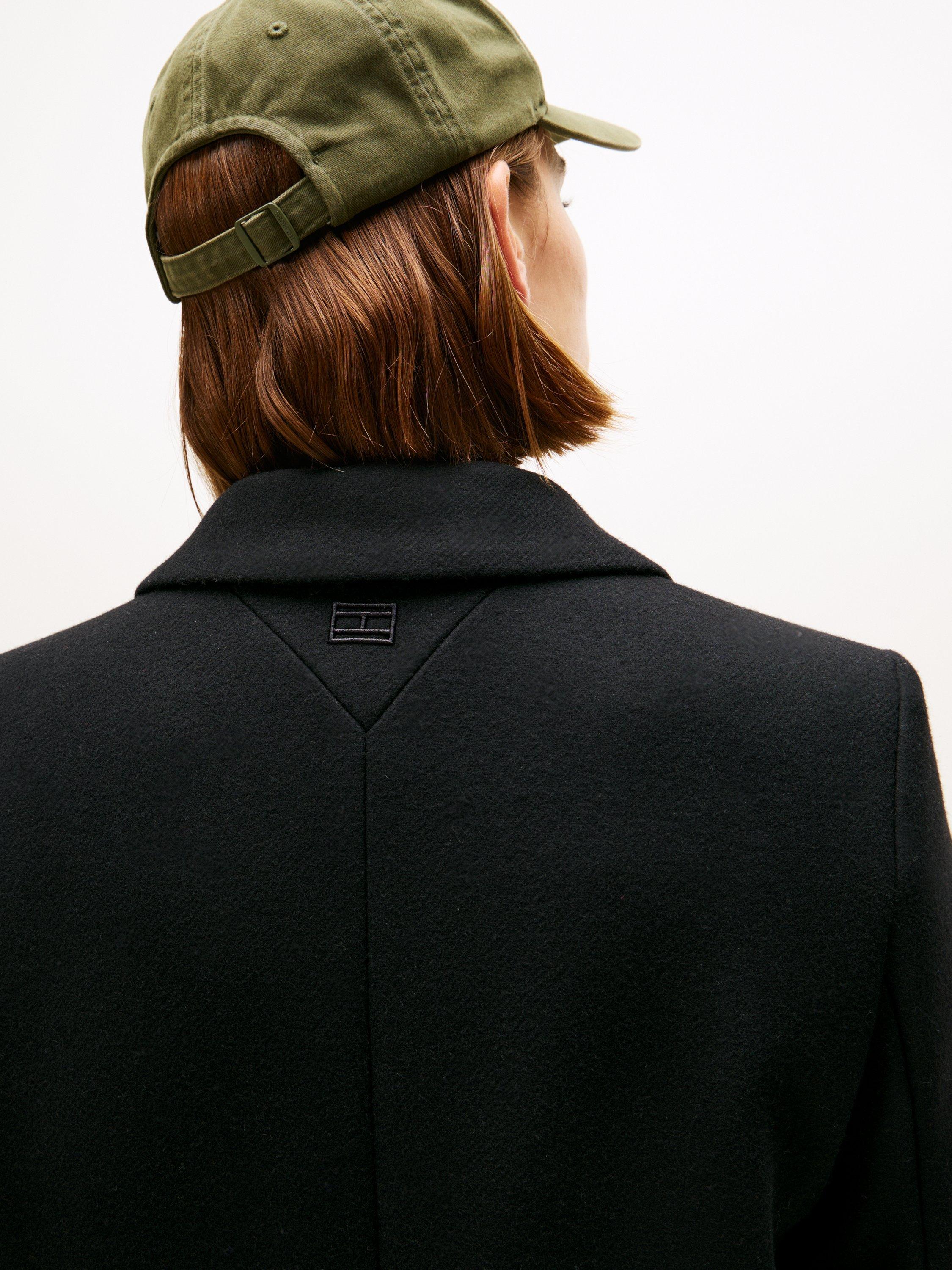 Product image 4 of 6, which shows Tommy Hilfiger Wool Cashmere Blend Longline Coat, Black, 10