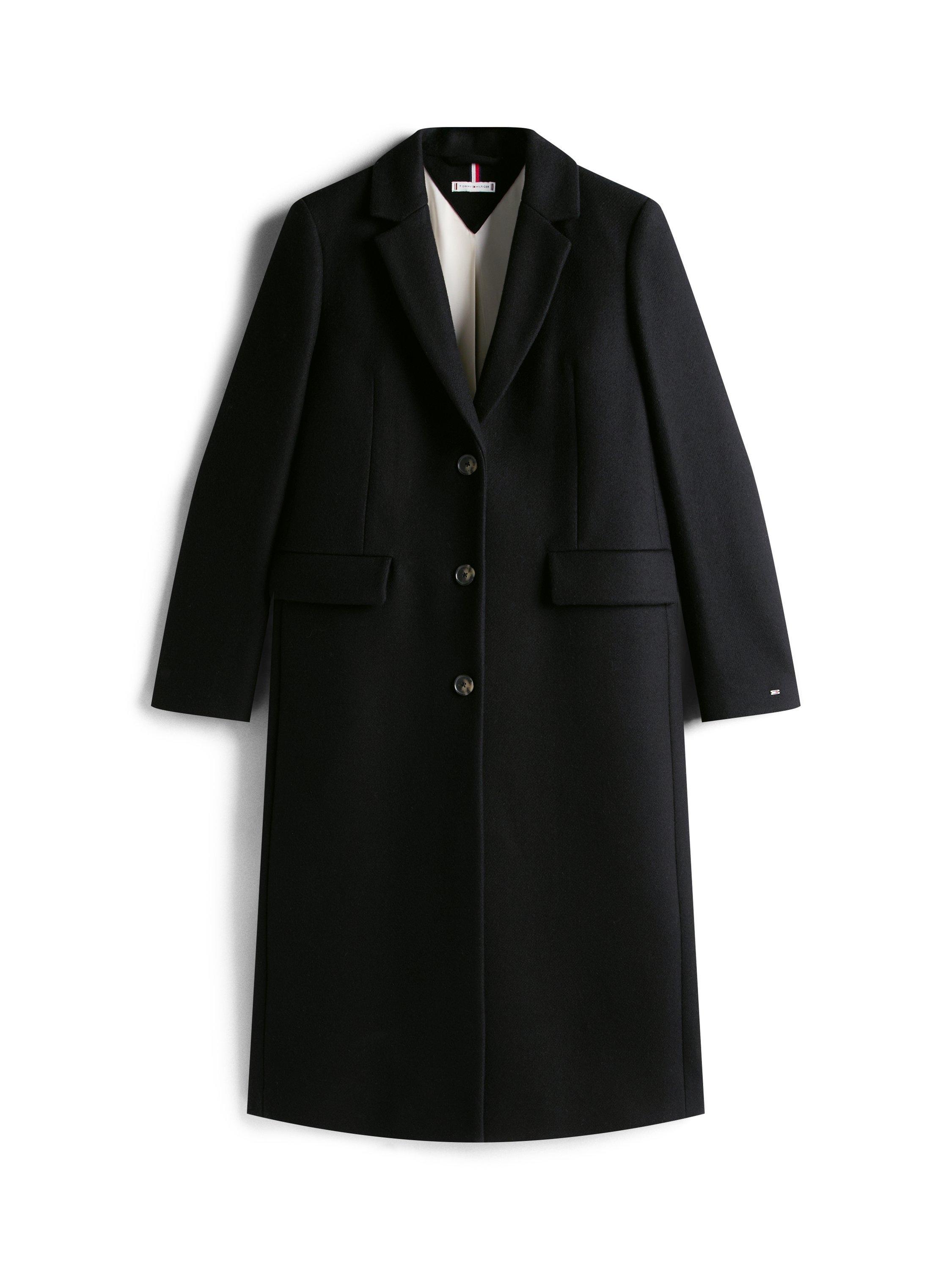 Product image 5 of 6, which shows Tommy Hilfiger Wool Cashmere Blend Longline Coat, Black, 10