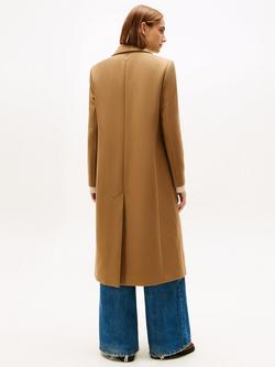 Tommy Hilfiger Wool Cashmere Blend Longline Coat - view 2, Light Sepia Brown