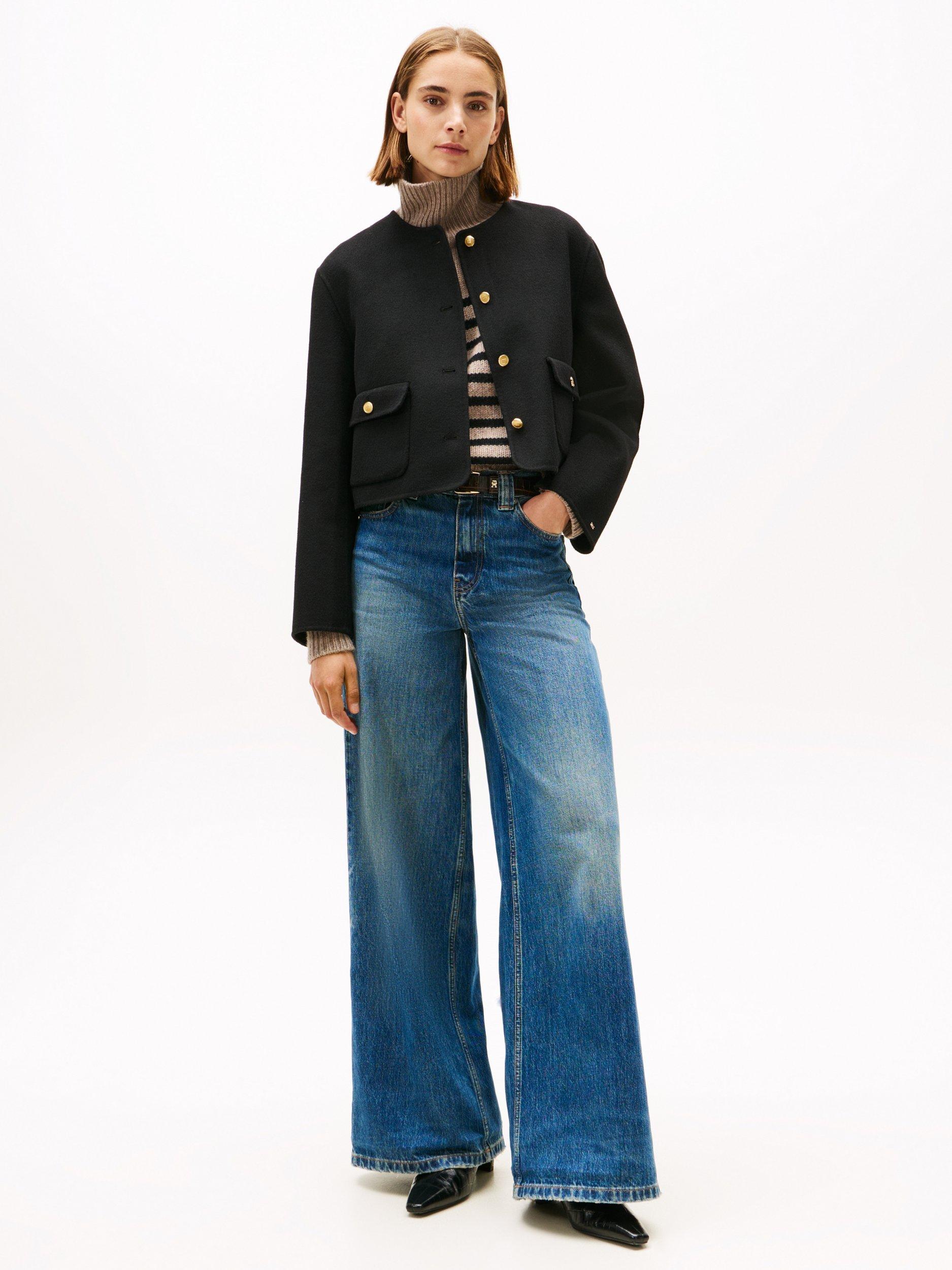 Product image 3 of 6, which shows Tommy Hilfiger Double Faced Wool Blend Jacket, Black, 8