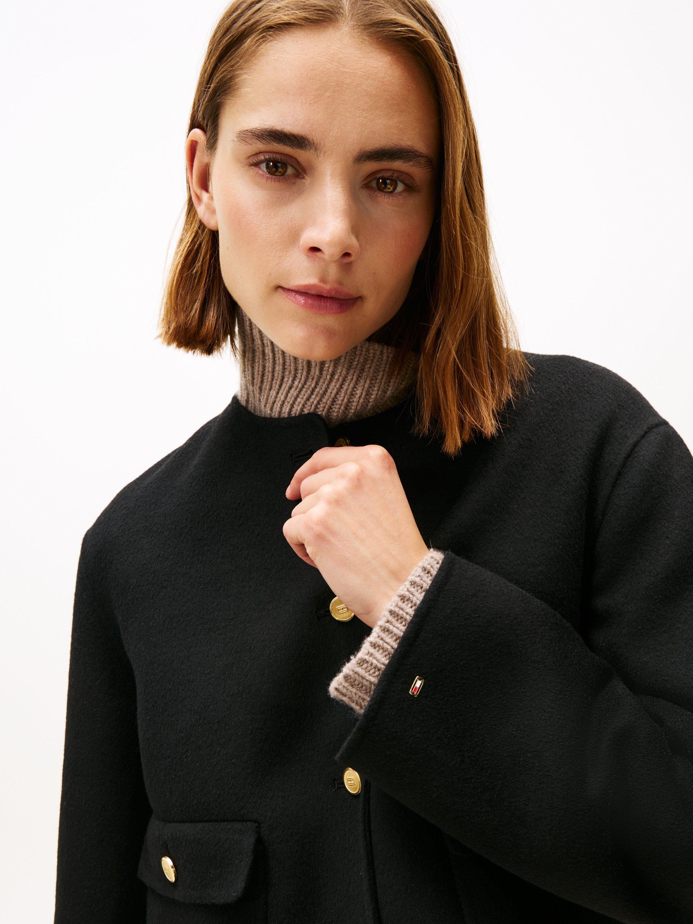 Product image 4 of 6, which shows Tommy Hilfiger Double Faced Wool Blend Jacket, Black, 8