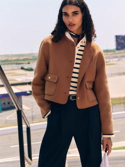 Tommy Hilfiger Double Faced Wool Blend Jacket, Desert Khaki