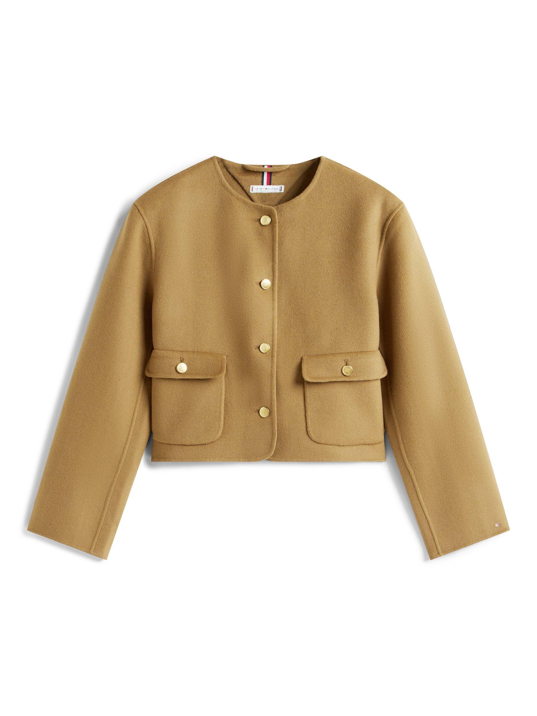 Product image 6 of 6, which shows Tommy Hilfiger Double Faced Wool Blend Jacket, Desert Khaki, 8