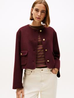 Tommy Hilfiger Double Faced Wool Blend Jacket, Deep Burgundy
